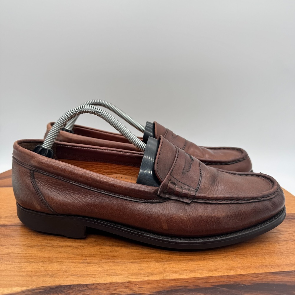 Grenson Penny Loafers Mens 8.5 Brown Leather Casual Made in England